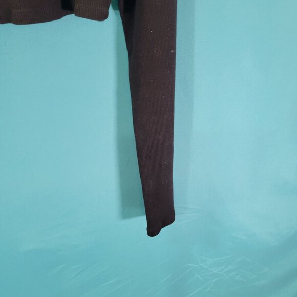 H&M Divided Black Long Sleeve Ribbed Crop Cardigan Button Front Womens Size M - Picture 7 of 13